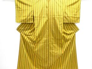 未使用品　縞織り出し手織り節紬単衣着物